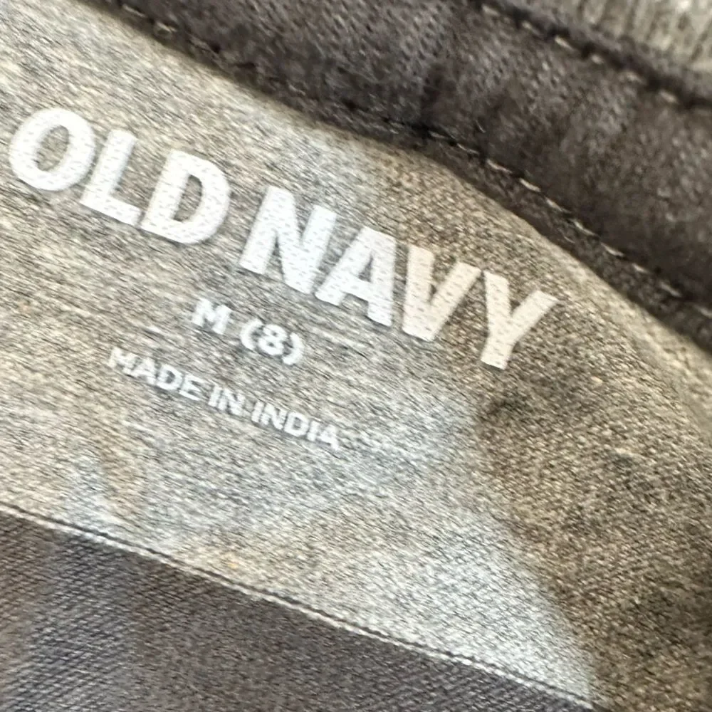 NWT Old Navy Boys Black Gray Stipe Long Sleeve Crew Neck Tee Shirt- Size M